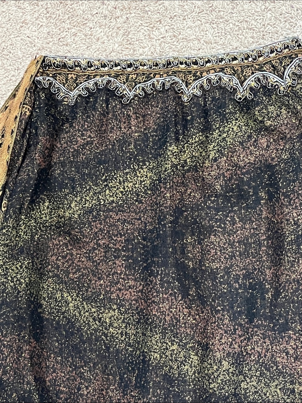 Vintage Alberto Makali Black & Brown Beaded & Fringed Scarf Skirt Women’s 14 - Picture 9 of 12